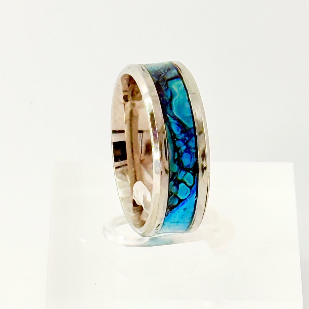 Silver Ring with Blue Inlay size 10 #29